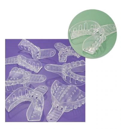 Plasdent Excellent Crystal Impression Trays, #6 Small Lower, Clear, Perforated, 12/Pk, ITC-SL