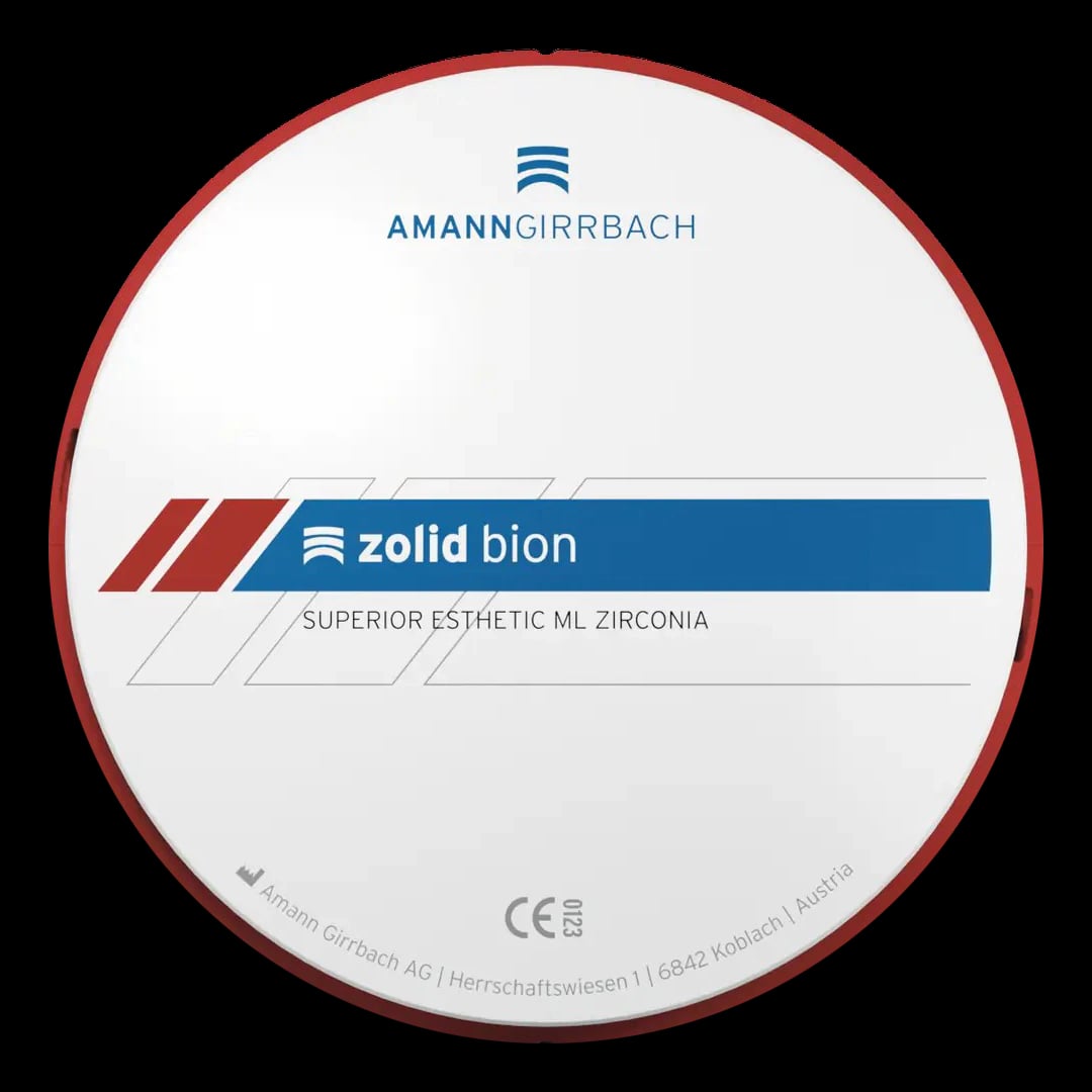 Zolid Bion Zirconia CAD/CAM Disc, Shade A1, 98 x 25 mm, Fast (F), 1 Disc