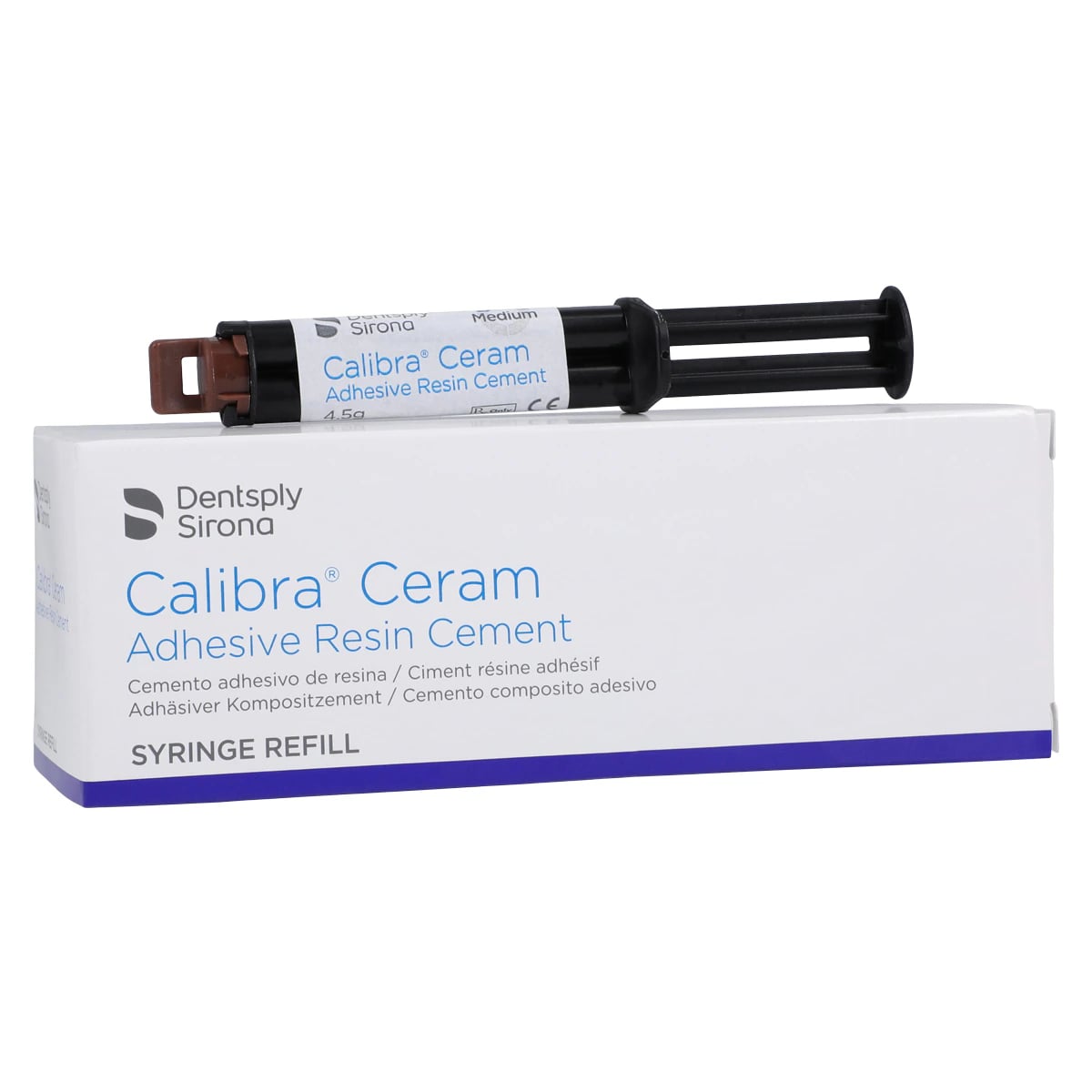 Calibra Ceram Dual-Cure Automix Adhesive Resin Cement Syringe Refill, Medium, 4.5 g, 1 Syringe + 10 Mixing Tips, 607192