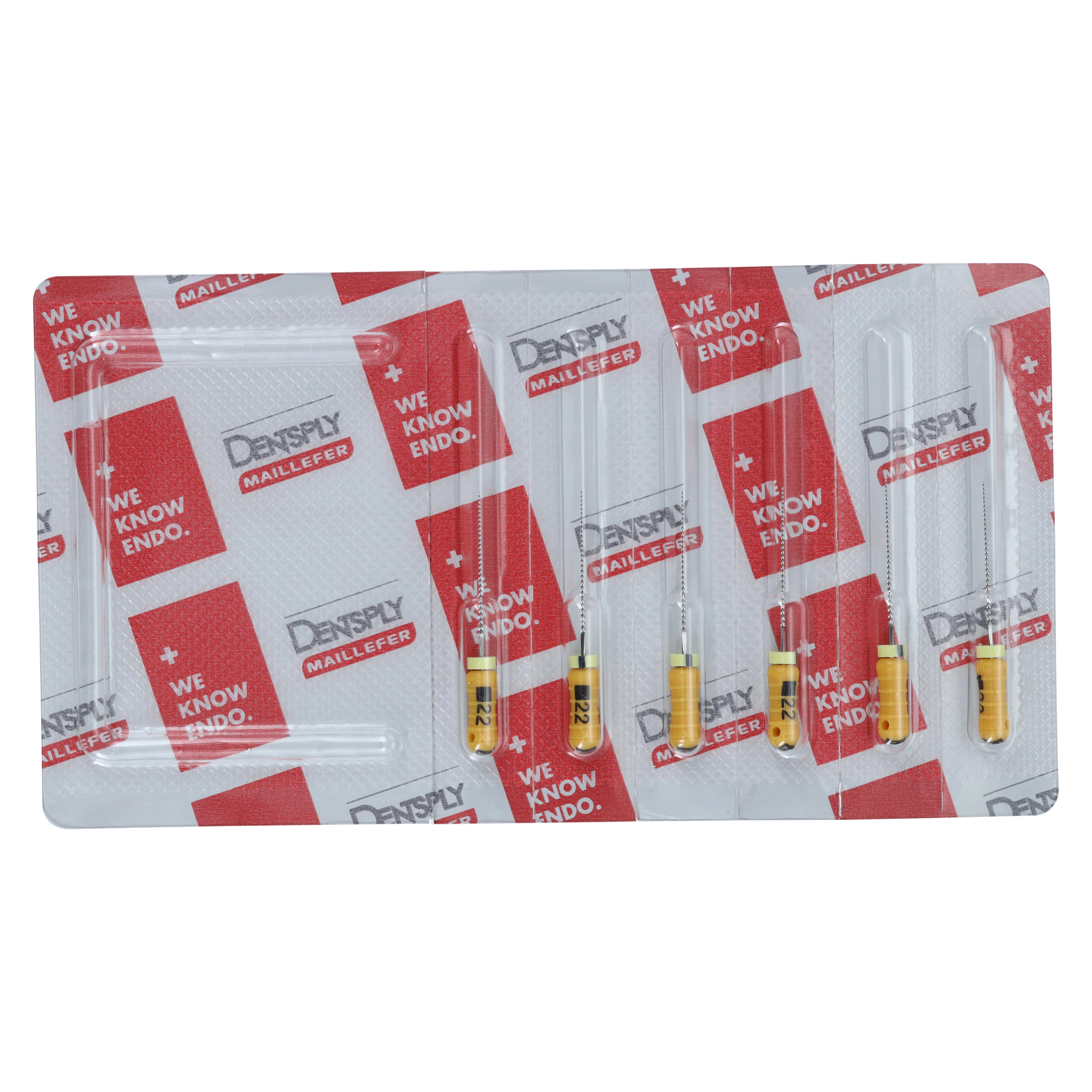 Dentsply Maillefer READYSTEEL FlexoFile #22 (Yellow/Orange), 21mm, Sterile Stainless Steel Endodontic Hand File, 6/Pack, 6832221