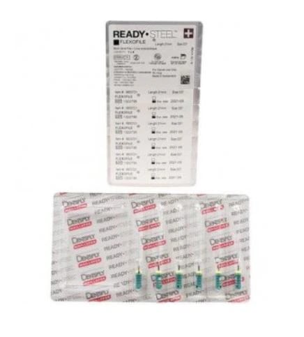 Dentsply Maillefer READYSTEEL FlexoFile #37, 21mm, Sterile, Green, Pack of 6, 6833721