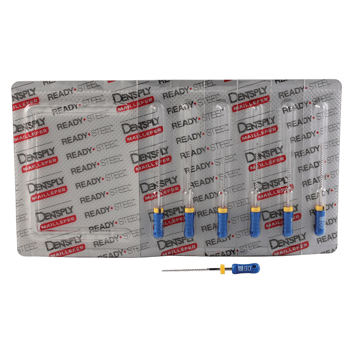Dentsply Maillefer READYSTEEL K-File, Size #60, 25mm, Blue, Sterile, 6/Pack, 6846025