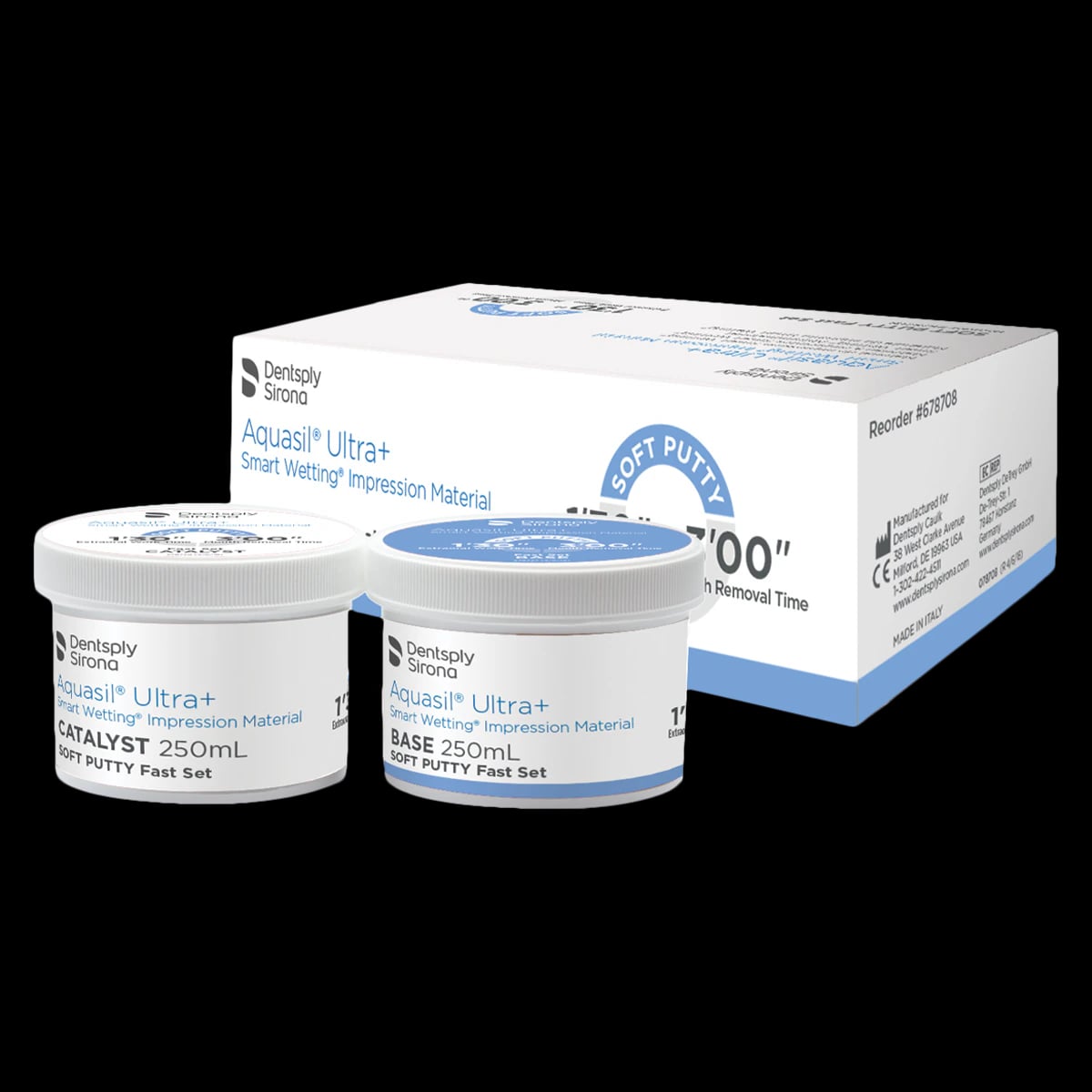 Aquasil Ultra+ Soft Putty Fast Set VPS Impression Material, 2 x 250 mL (Base & Catalyst), 678708