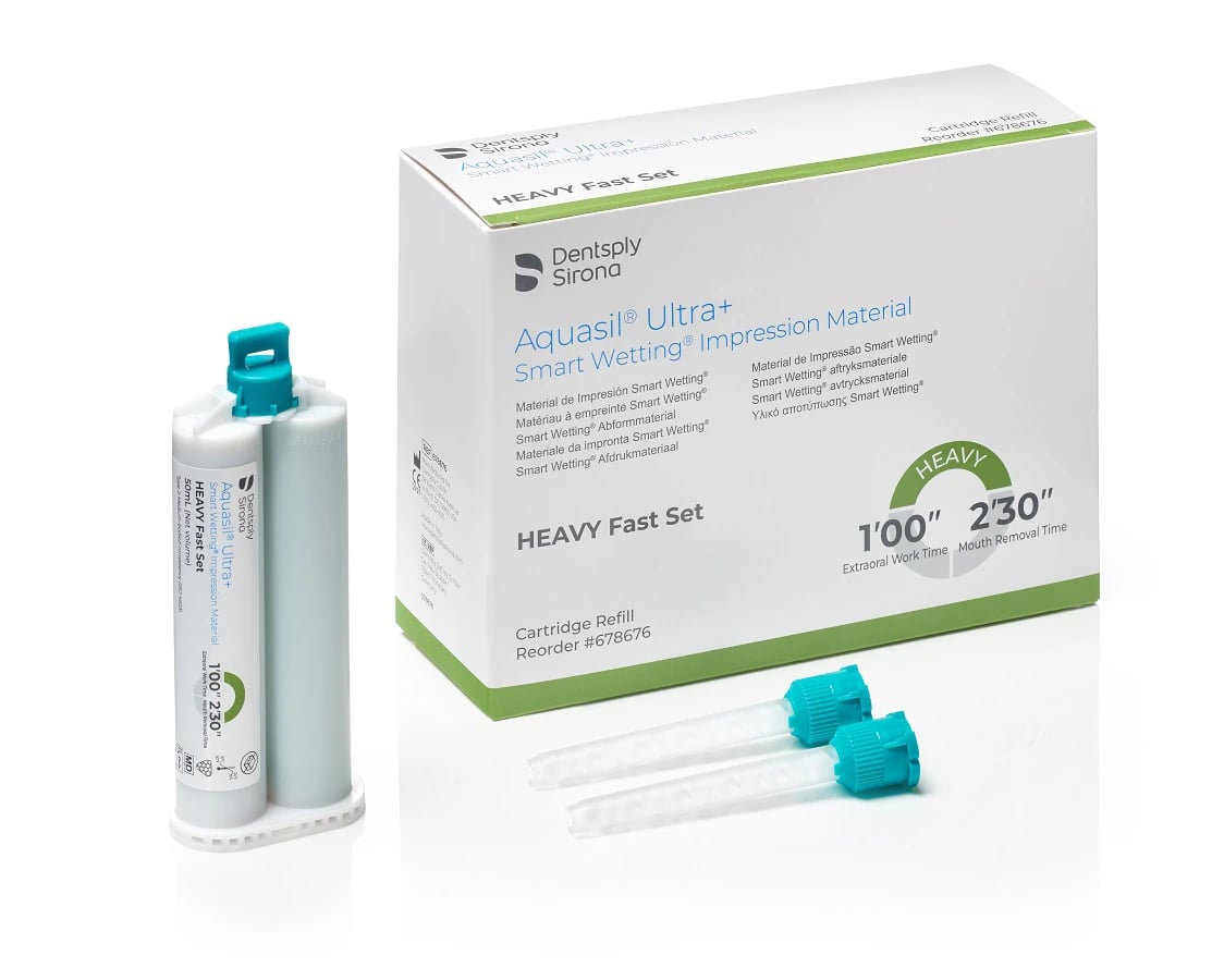 Aquasil Ultra+ Smart Wetting VPS Impression Material, Heavy Body, Fast Set, 50 ml, Light Green, Mint, Cartridge Refill, 4/Pk, 678676