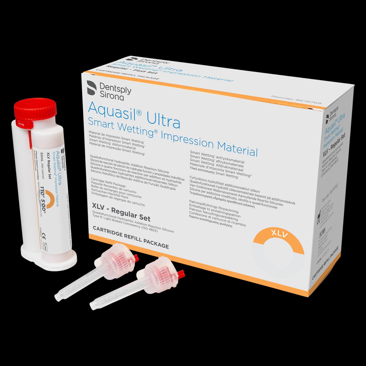 Aquasil Ultra Smart Wetting Impression Material, Xtra Light Body (XLV), Regular Set, 50 ml Cartridges, Mint/Orange, 4/Pk, 678768