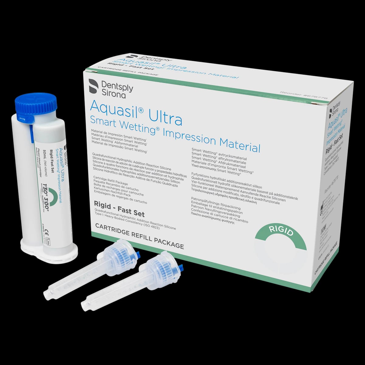 Aquasil Ultra Smart Wetting Impression Material, Rigid Fast Set, Light Green, Mint, 50 ml Cartridges, 4/Pk, 678778