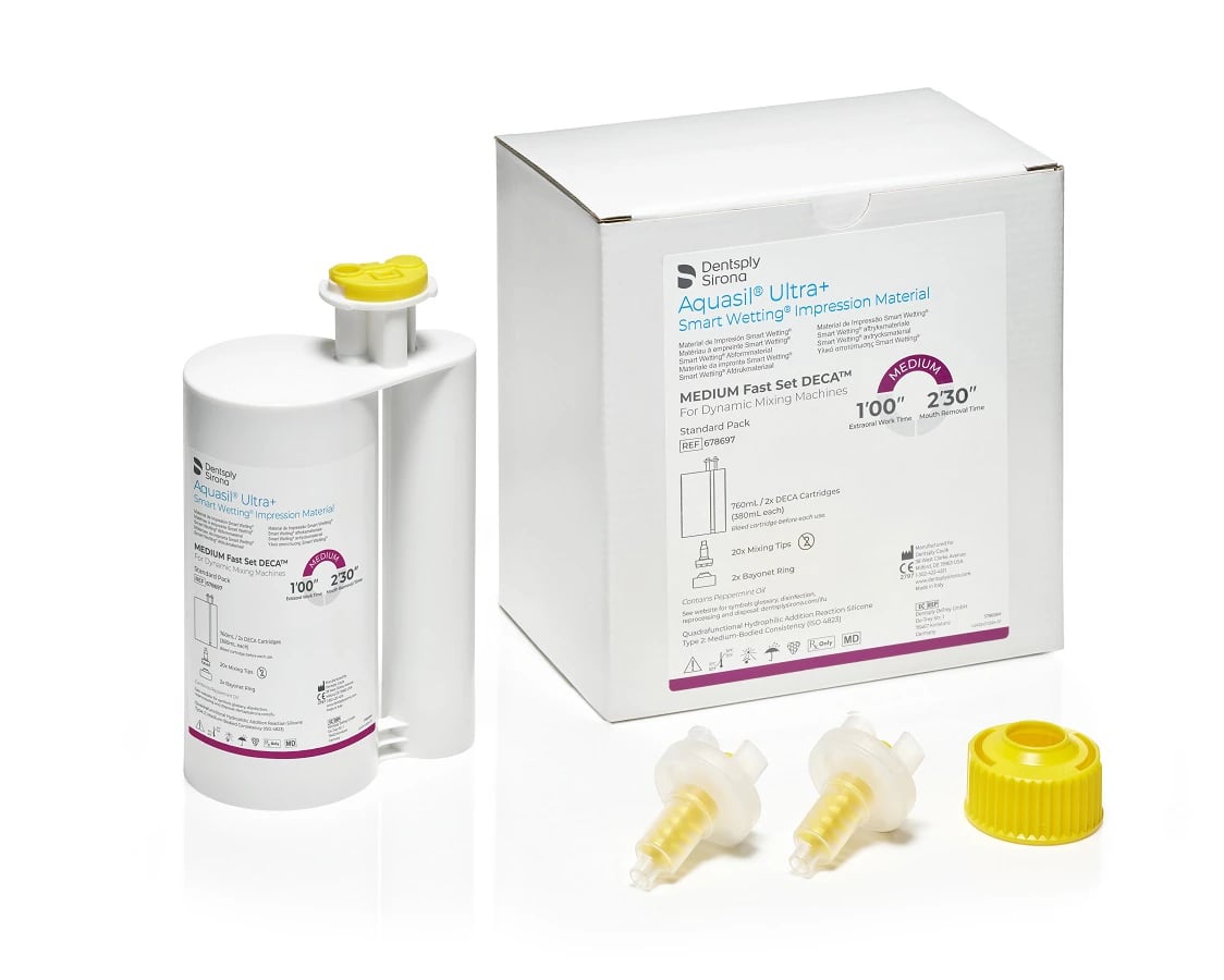 Aquasil Ultra+ DECA Smart Wetting VPS Impression Material, Cartridge Refill, Medium Body, Fast Set, Mint, Purple, 2 x 380 ml, 678697