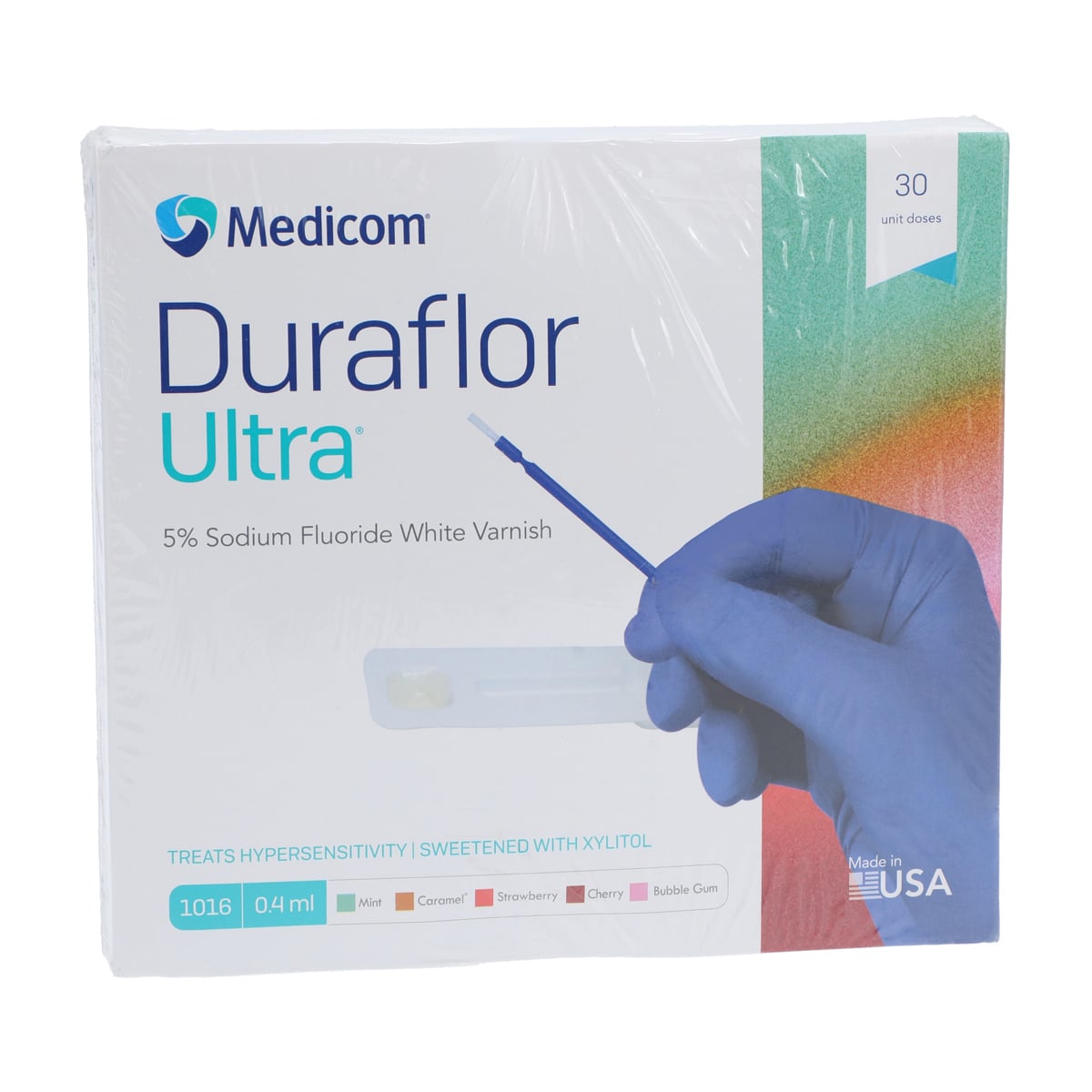 Duraflor Ultra 5% Sodium Fluoride White Varnish, Bubble Gum, 0.4 mL Unit Dose, 30/Box, 1016-BG30