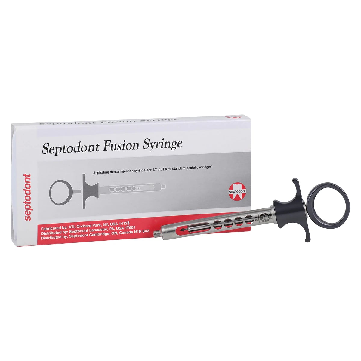 Septodont Fusion Titanium Aspirating Syringe, Medium, 1.7/1.8 mL Cartridge, 1/Pk, 01-N2105