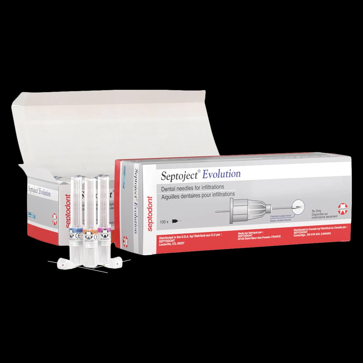 Septodont Septoject Evolution Dental Needles, 30 Gauge, Short, 25 mm, Blue, 100/Box, 01N1630