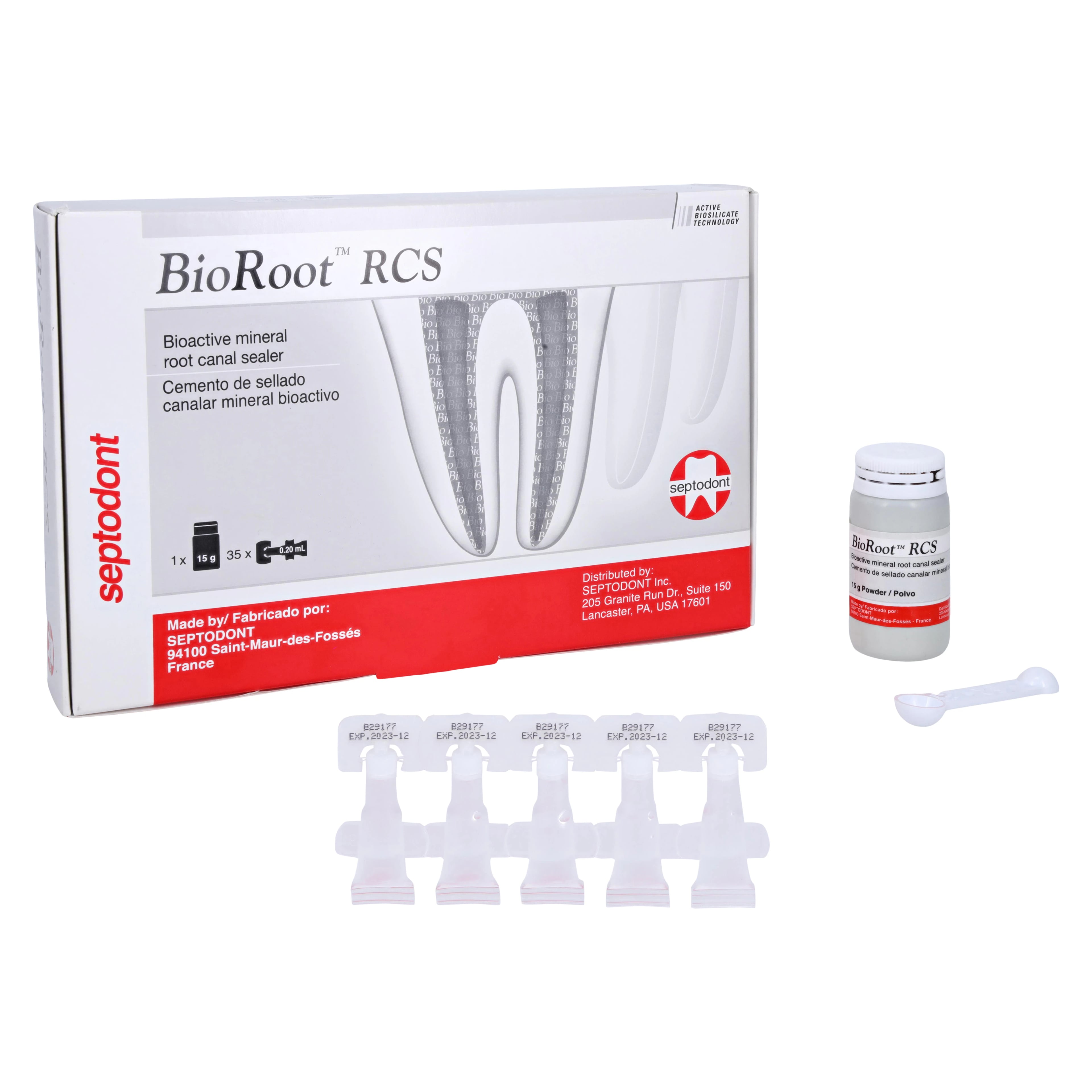 BioRoot RCS Bioceramic Root Canal Sealer Complete Kit, 15 g Jar, 35 x 0.20 ml Pipettes, 1 Measuring Spoon, 1/Pk, 01E0300