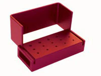 Kerr AXIS AB320-1R Red Anodized Aluminum Bur Block, 15-Hole (10 FG / 5 RA), Swivel Top, Autoclavable