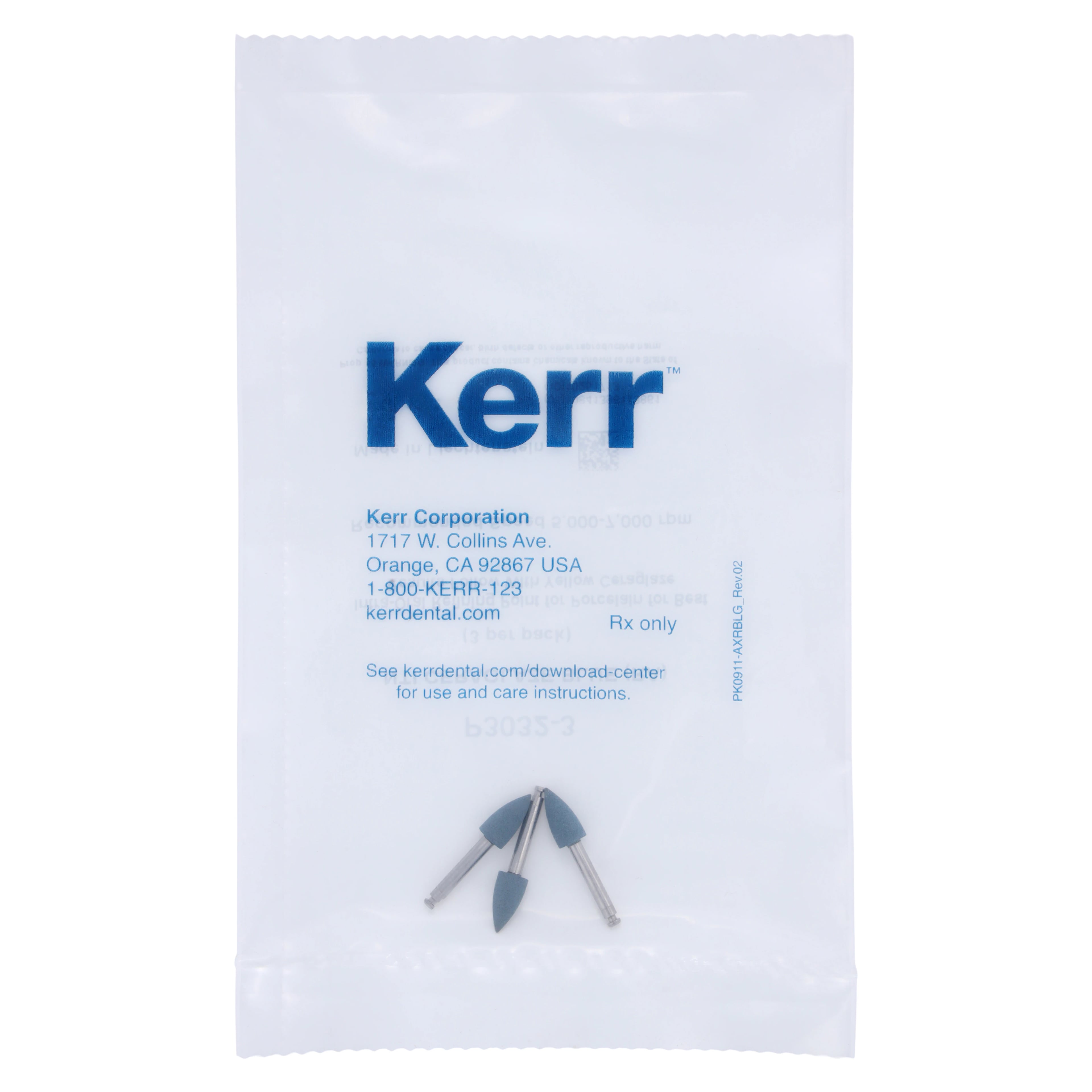 CeraGlaze Diamond-Impregnated Porcelain Polisher, Blue Fine Refining, RA/Latch, Flame, 3/Pk, P3032-3