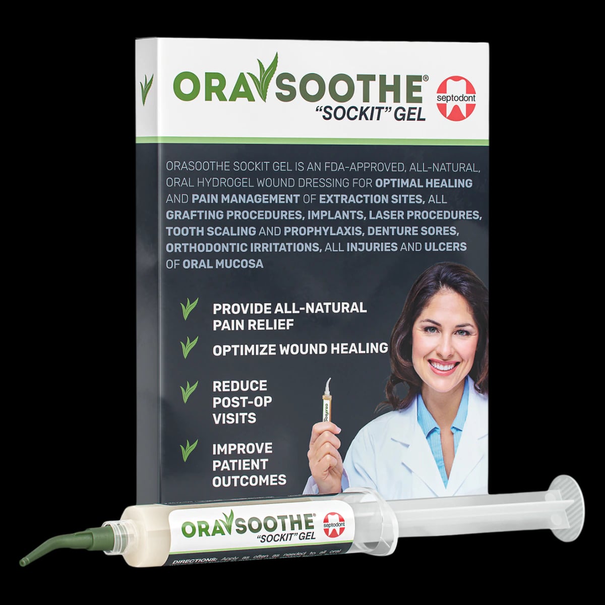 Septodont OraSoothe Sockit Oral Hydrogel Wound Dressing, 10 g Syringe, 5/Pk, 01S0600