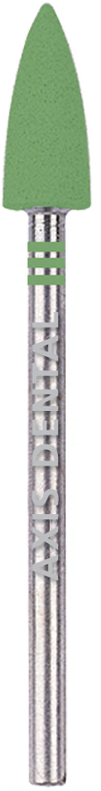 Kerr NTI CeraGlaze Diamond-Impregnated Porcelain Polisher, Green Coarse Pre-Polishing, Flame, HP Shank, P344, 1/Pk