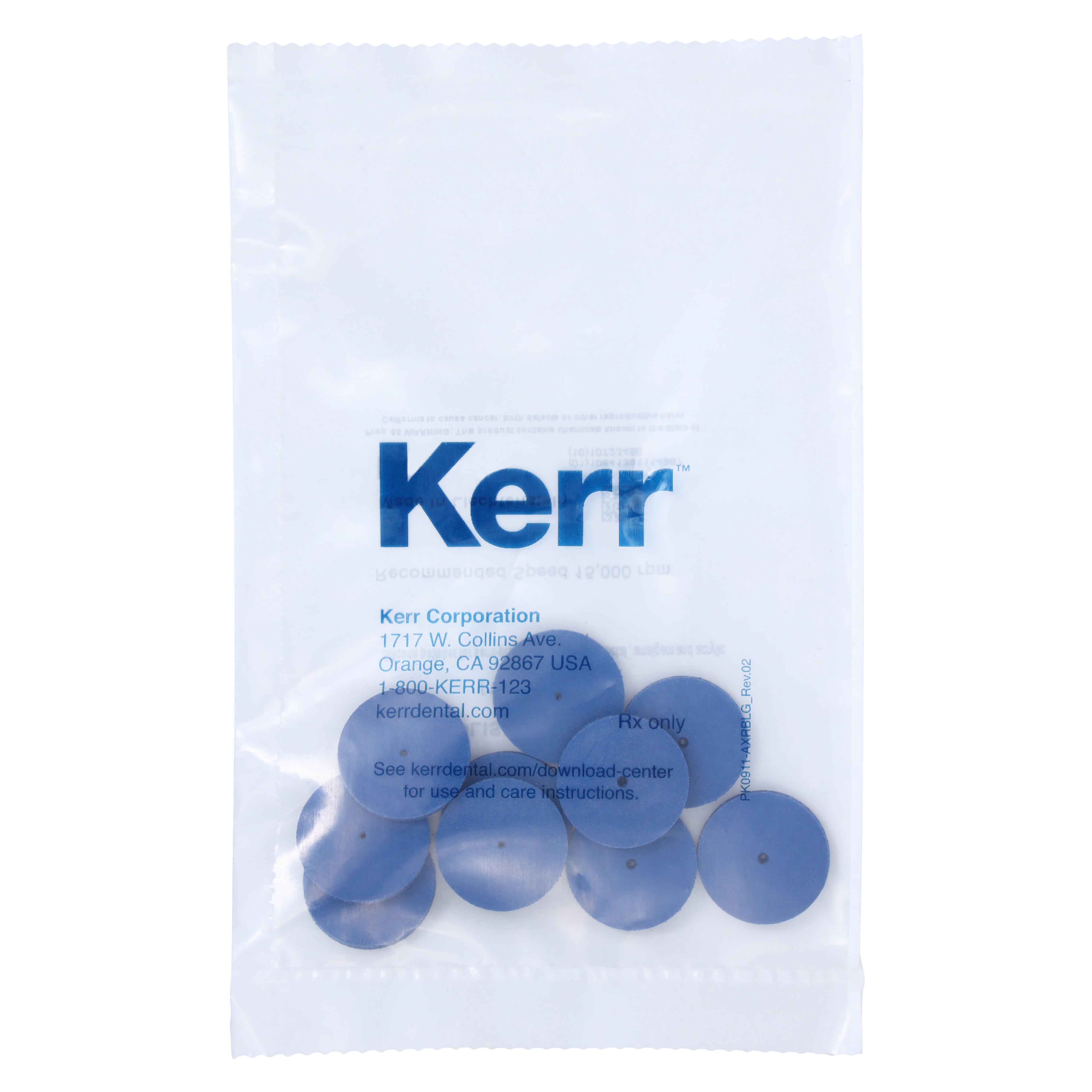 NTI Silicone Polishers, Blue, Unmounted Large Disc, Medium Grit, 22 mm, 10/Pk, P0401-220