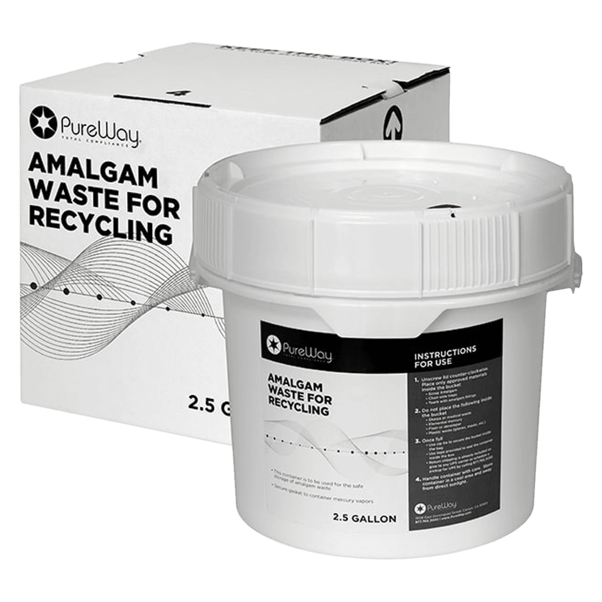 PureWay Amalgam Recycling System, 2.5 Gallon Bucket, Mail-Back with Pre-Paid Shipping