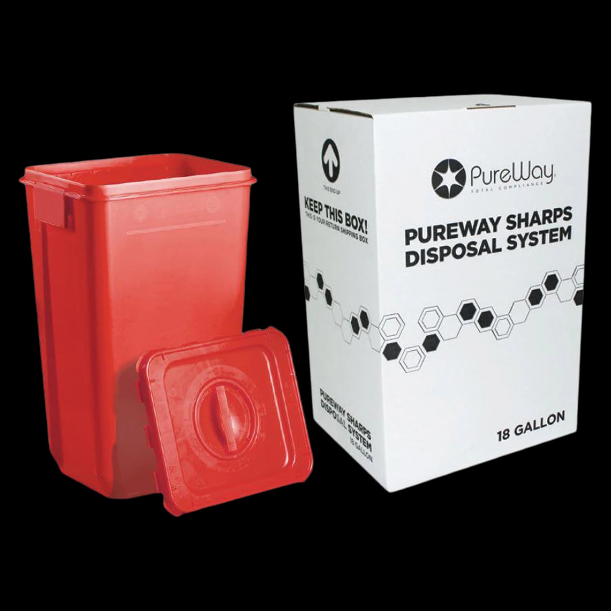 PureWay Sharps Collection System, 18 Gallon, Mail Back Kit with Prepaid Return Shipping, 40018