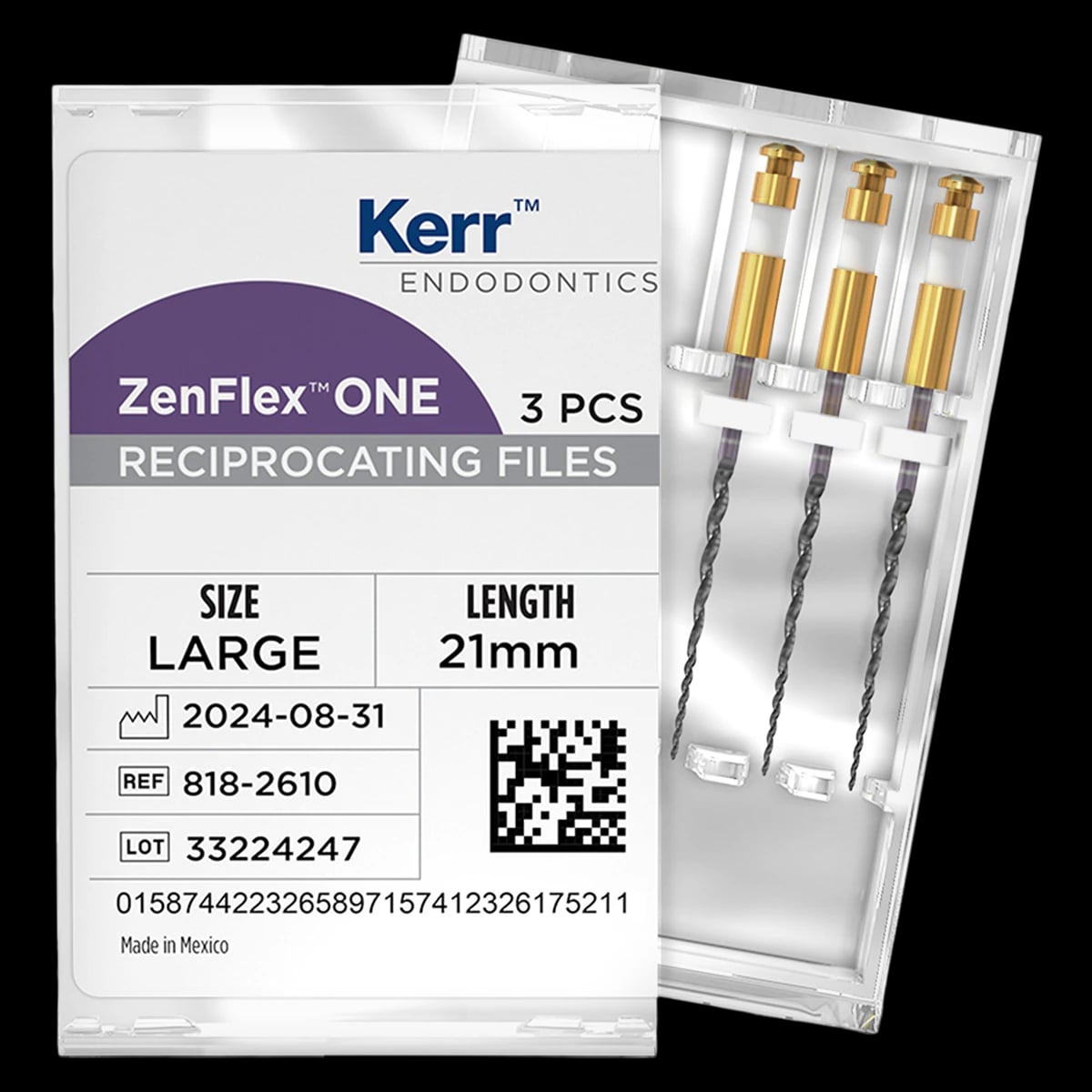 ZenFlex ONE Reciprocating NiTi Endodontic File, Large, White, .45/.06, 21mm, 3/Pack, 818-2610