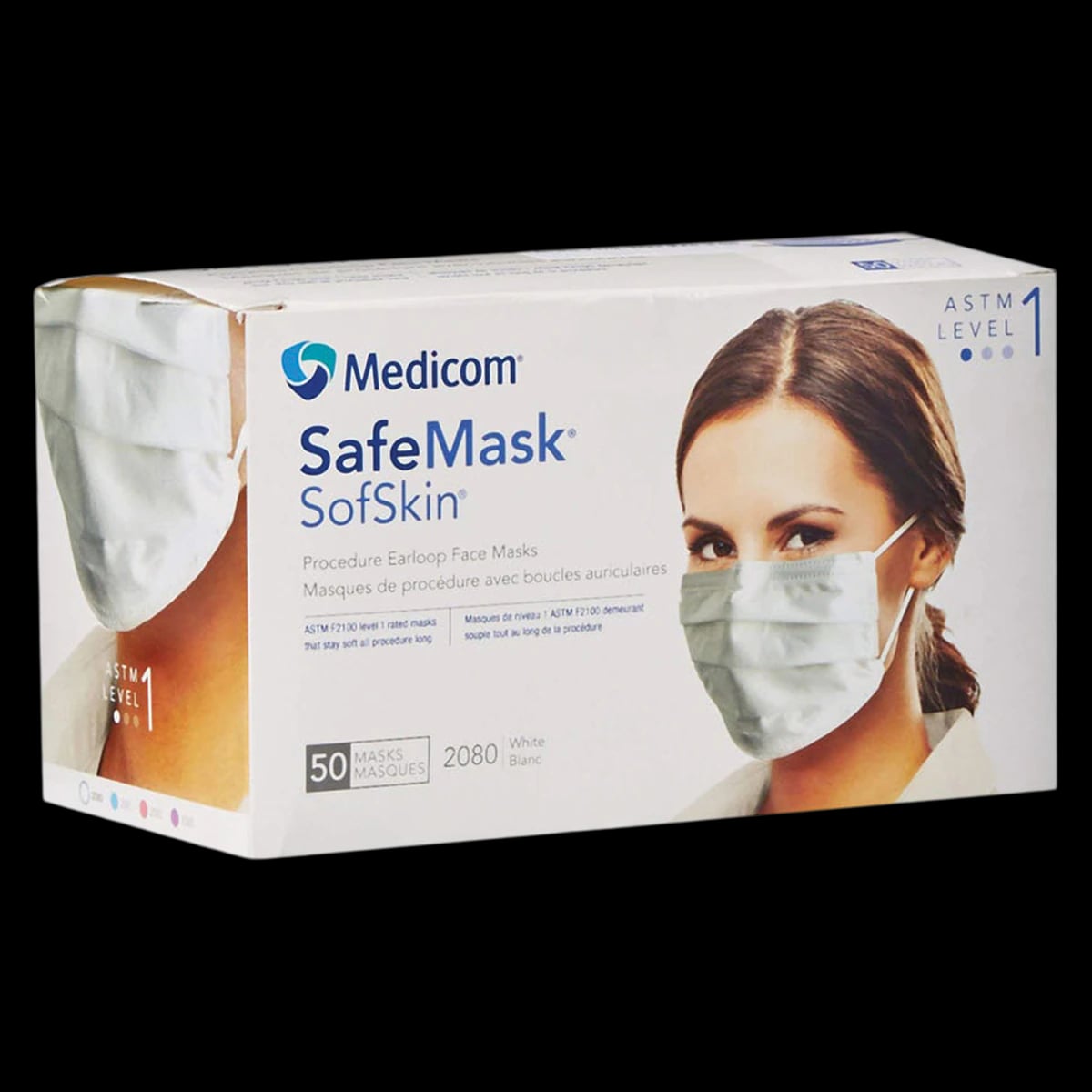 SafeMask SofSkin Procedure Earloop Face Masks, ASTM Level 1, White, 50/Box, 2080