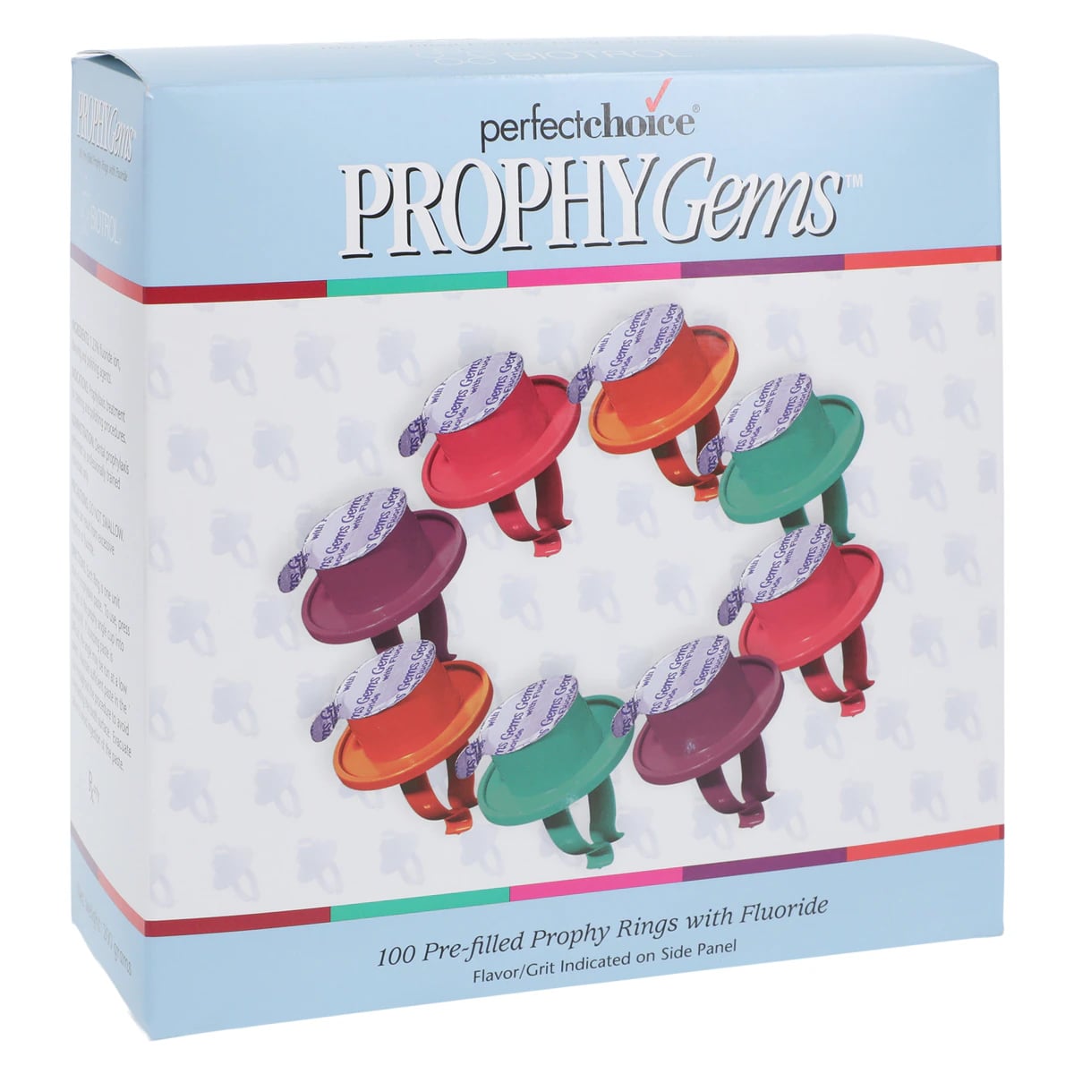 Perfect Choice Prophy Gems Prophylaxis Paste, Wild Berry, Coarse, 2 g Unit Dose Rings, 100/Box, PGC123WB