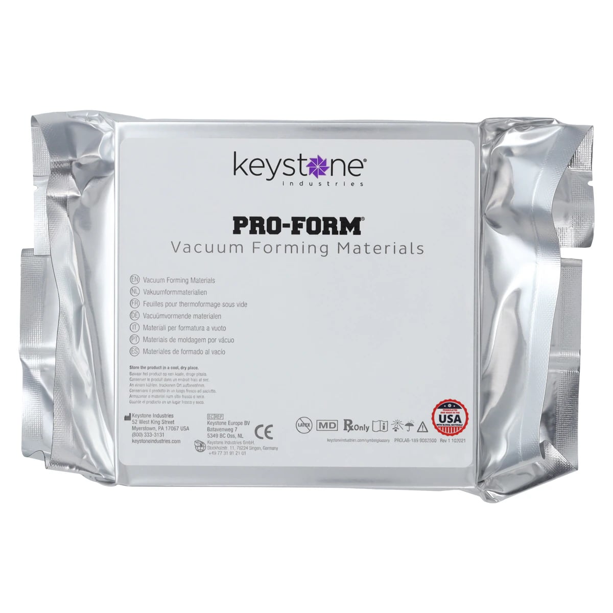 Pro-Form Splint Material, 0.030" (0.75mm), 5" x 5" Sheets, Clear, 25/Pk, 9615020