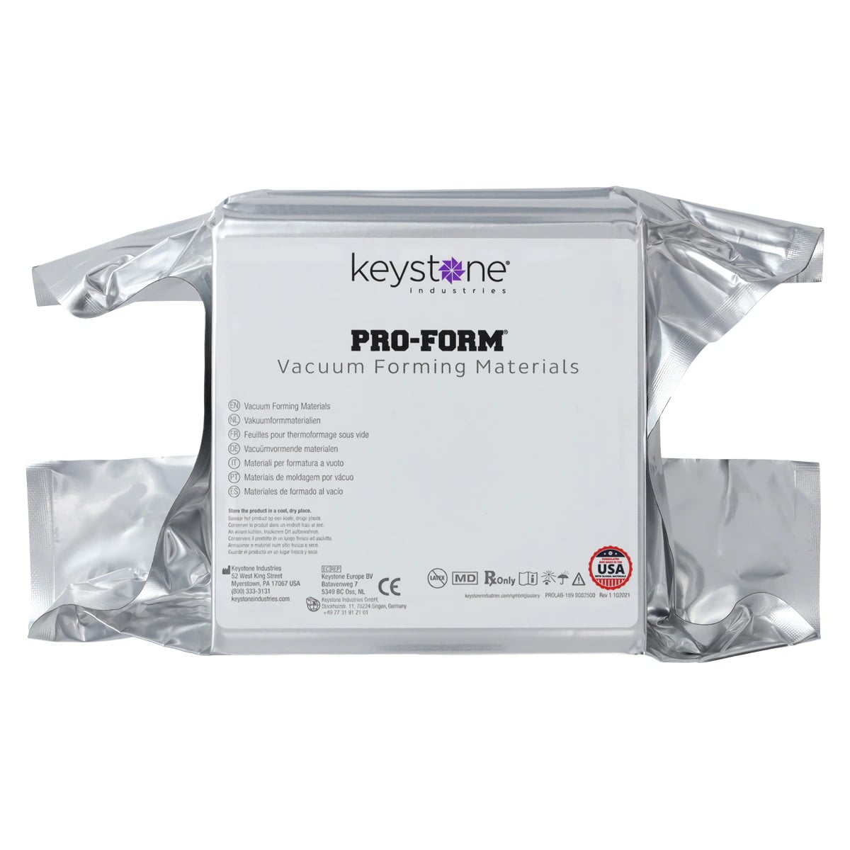 Pro-Form Splint Material, 5" x 5", 0.040" (1.0 mm), Clear, 50/Pk, 9614830