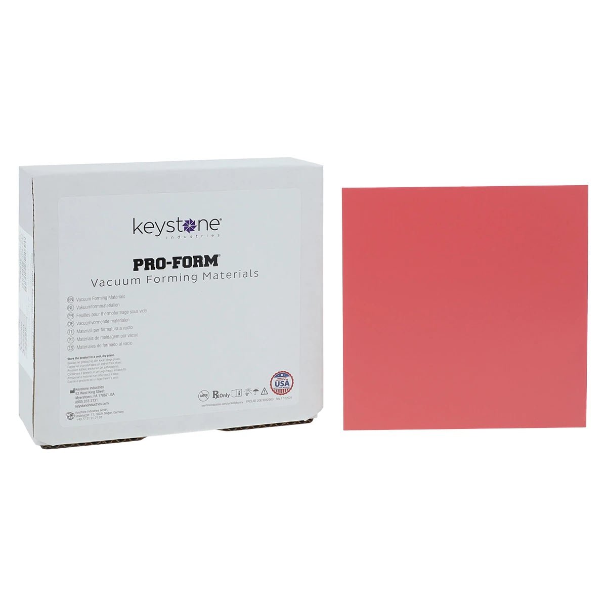 Pro-Form Base Plate Material, 5" x 5", 0.060" (1.5 mm), Pink, 25/Pk, 9616210
