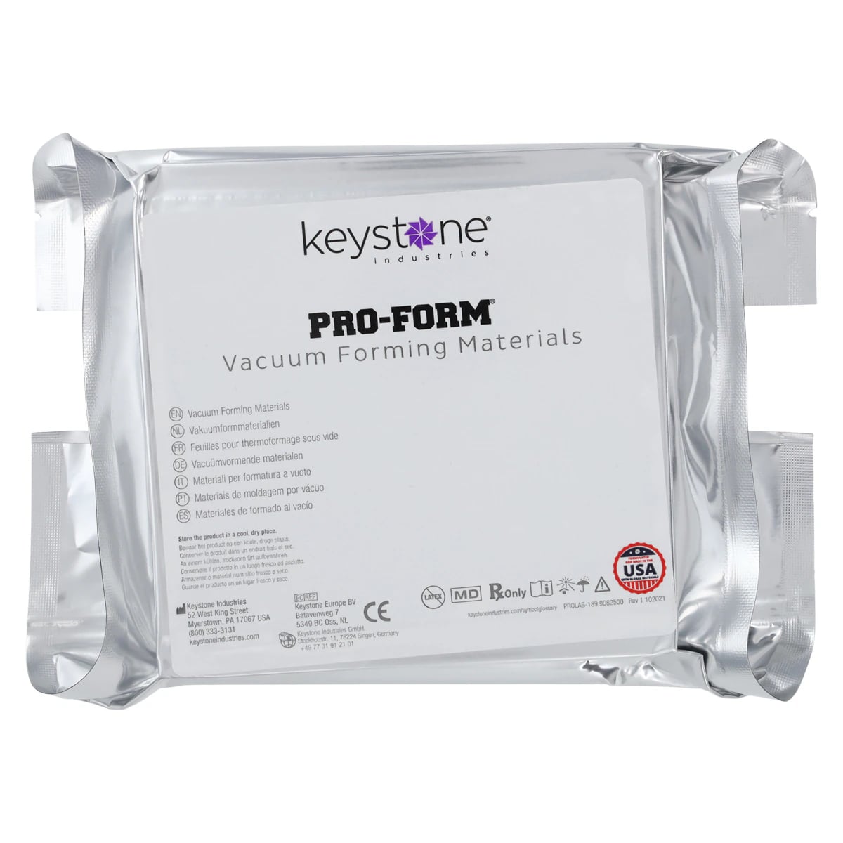 Pro-Form Splint Material, 5" x 5", 0.020" (0.50 mm), Clear, 50/Pk, 9614800