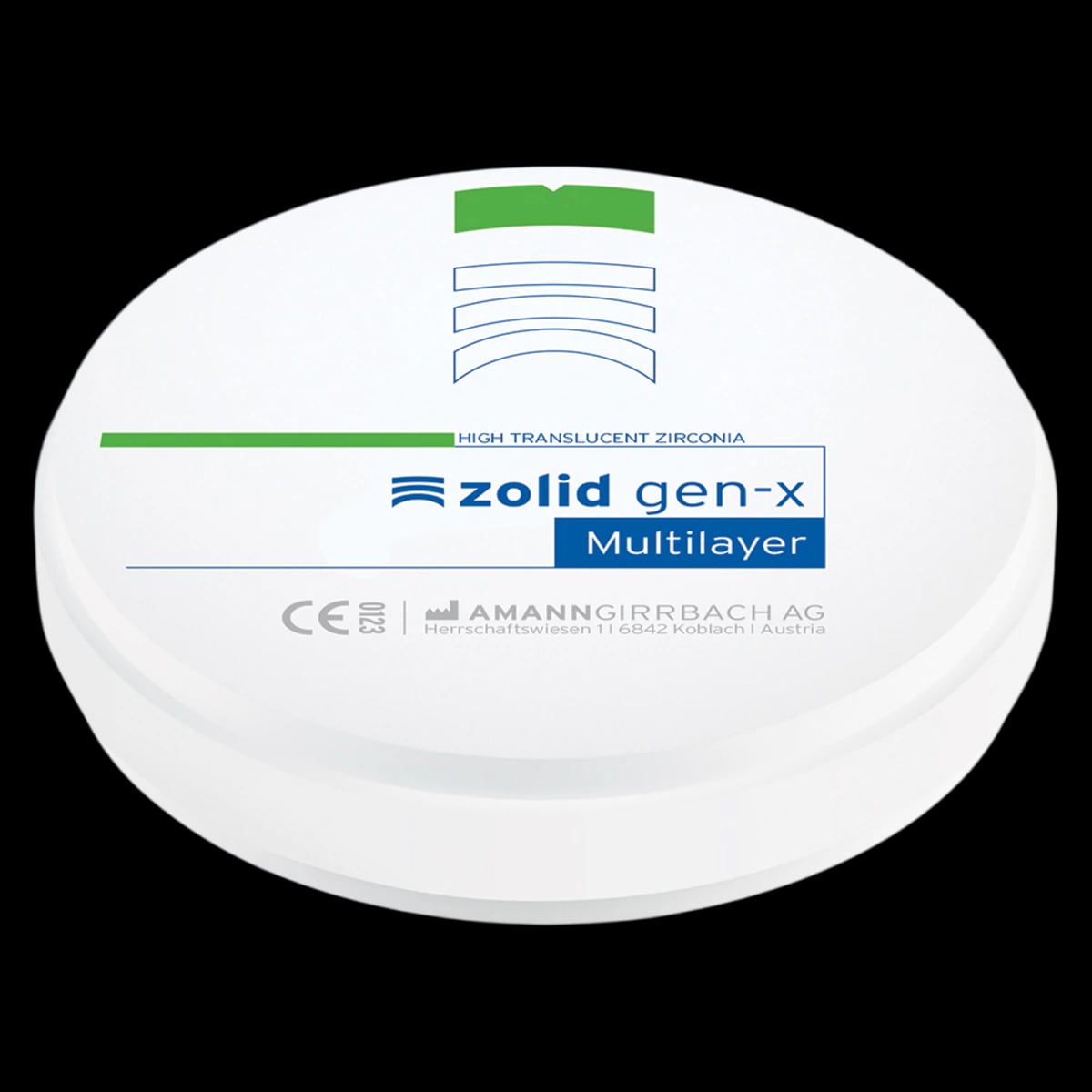 Zolid Gen-X Multilayer Preshaded HT+ Zirconia Disc, A2, 98x14mm, F, 1/Each