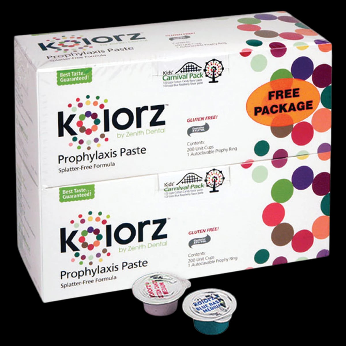Kolorz Prophy Paste, Triple Mint, Extra Coarse Grit, 1.23% APF Fluoride, Unit Dose Cups, 200/Box, 788404
