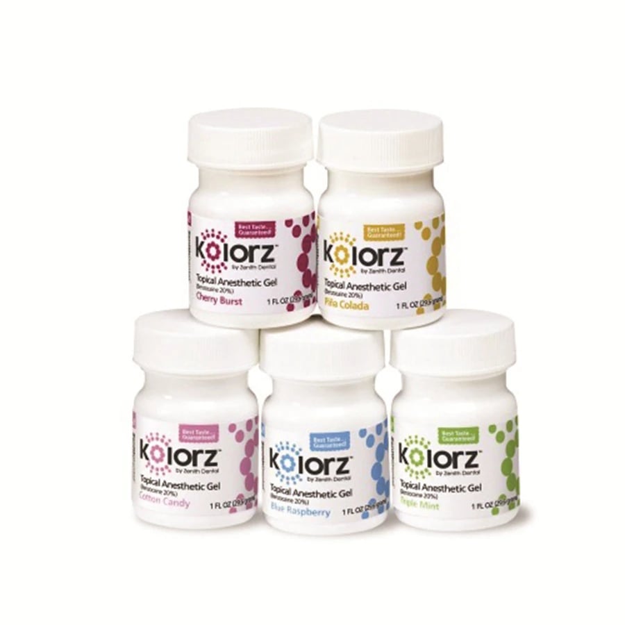 Kolorz Topical Anesthetic Gel, 20% Benzocaine, Triple Mint, 1 oz Jar, 755101