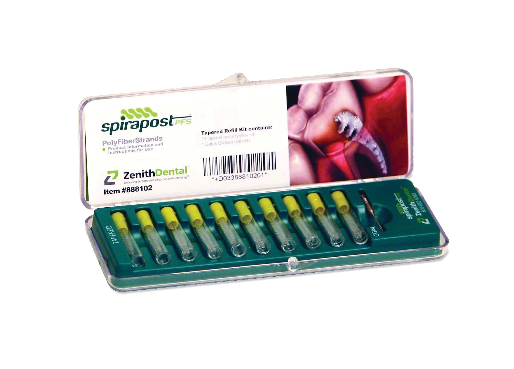 SpiraPost PFS Self-Adapting Dental Post Introductory Kit, Stainless Steel, 10 Tapered + 10 Parallel Posts, 888100
