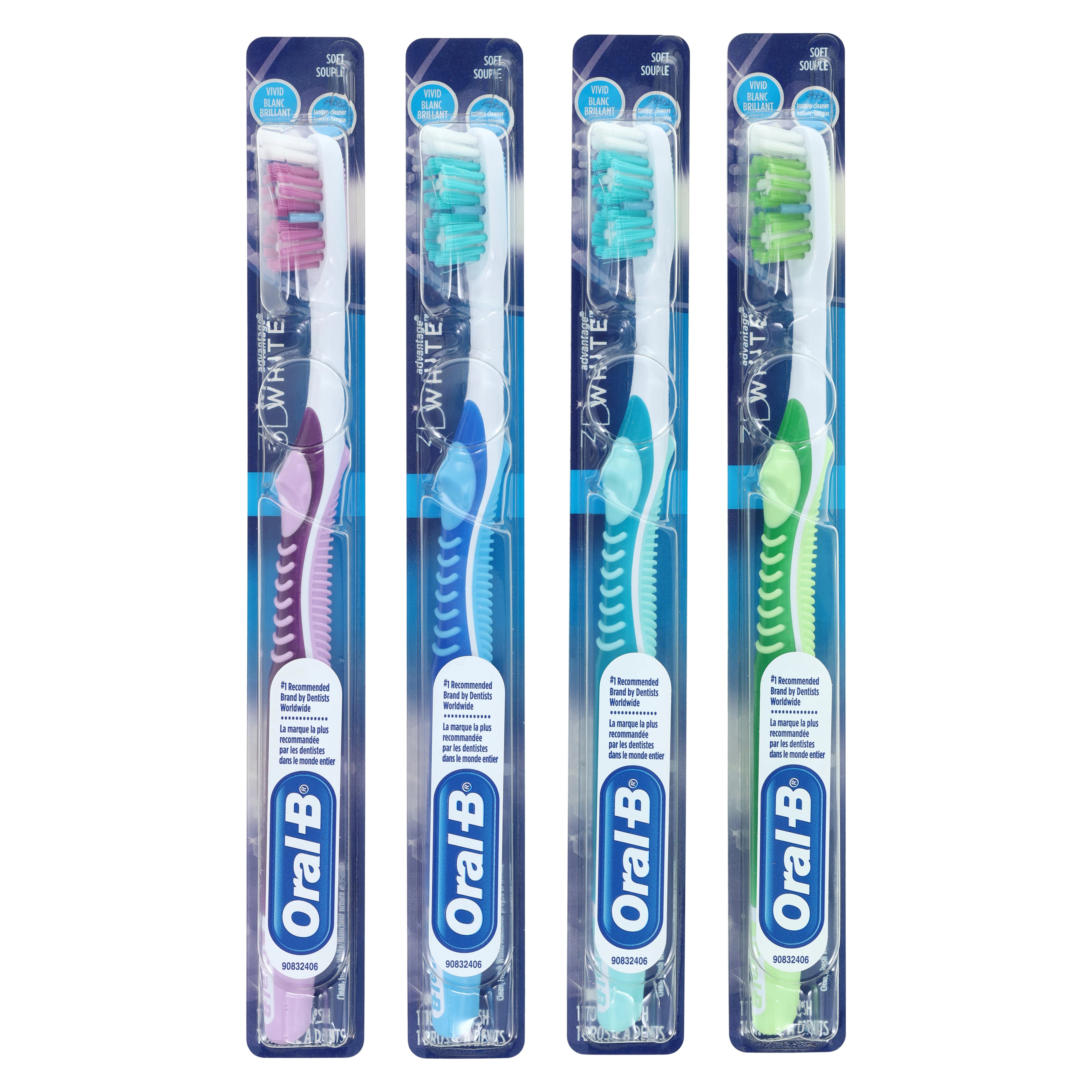 Oral-B Vivid Whitening Manual Toothbrush, Soft, 35 Tufts, Adult, Assorted Colors, 12/Box, 80346366