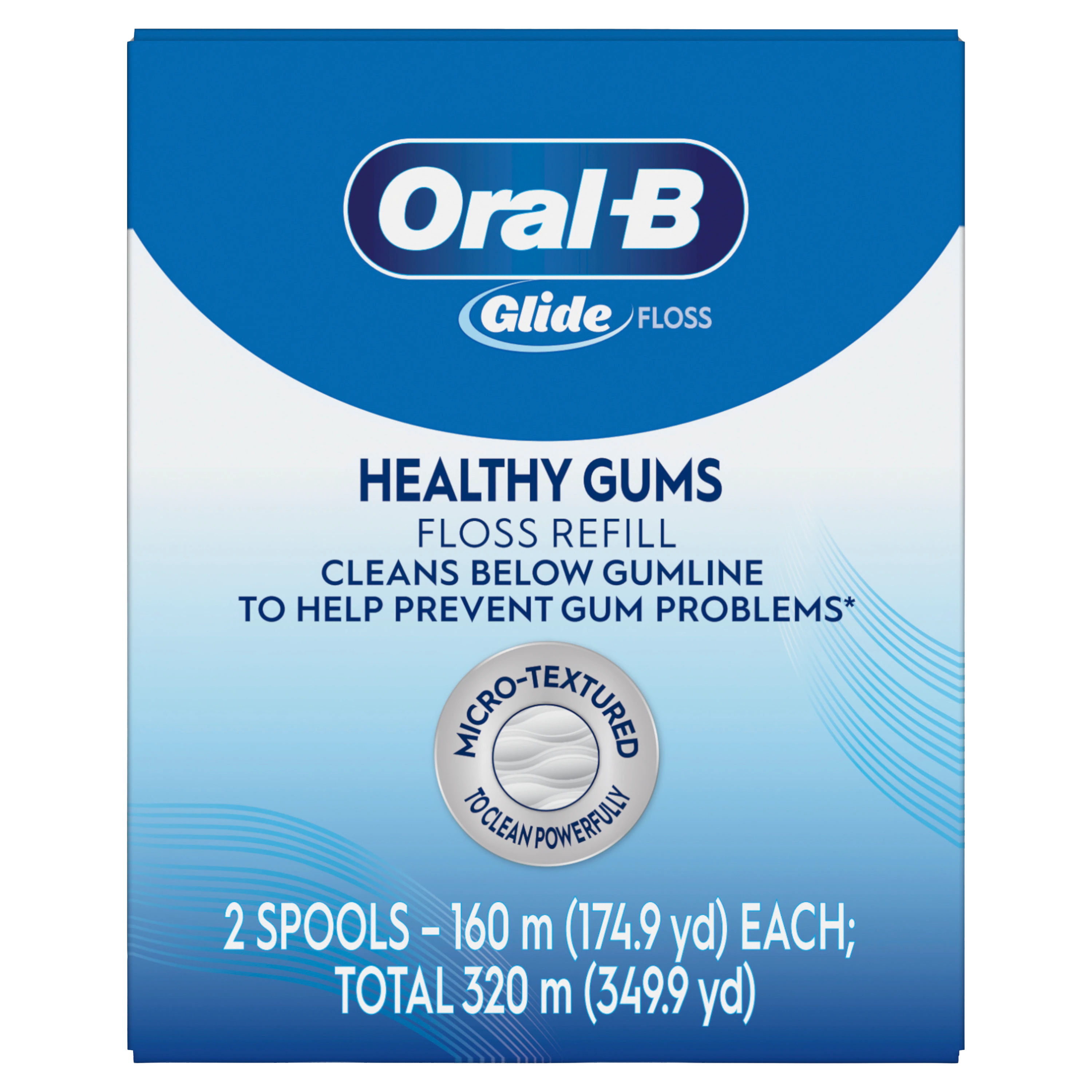 Oral-B Glide Healthy Gums Floss Refill Spools, Unflavored, 160 m, 2/Box, 80779742
