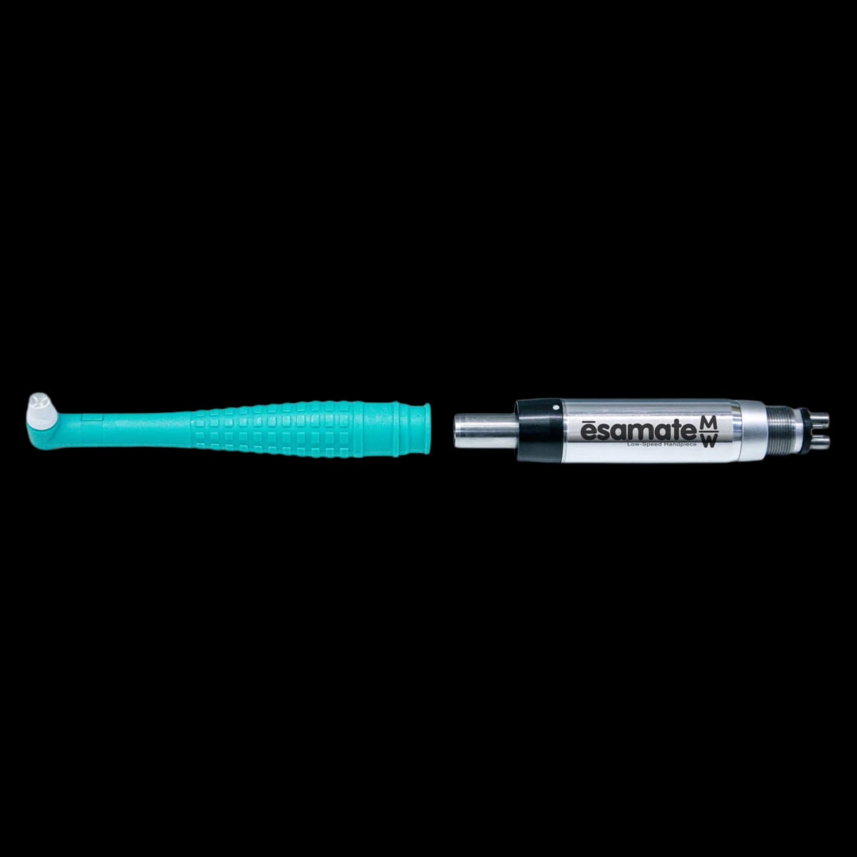 Esamate MW Low Speed Handpiece, Silver, 4 Hole, 5000 RPM, Doriot 360° Swivel, Push Button, Basic Kit