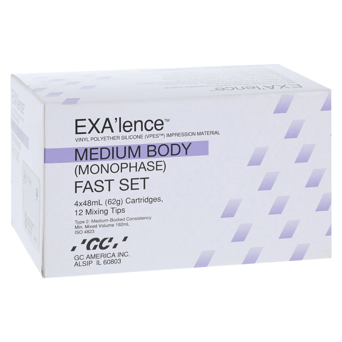 EXA'lence VPES Impression Material, Monophase, Fast Set, 48 mL Cartridge Refill, 4/Pkg with 12 Mixing Tips, 137404