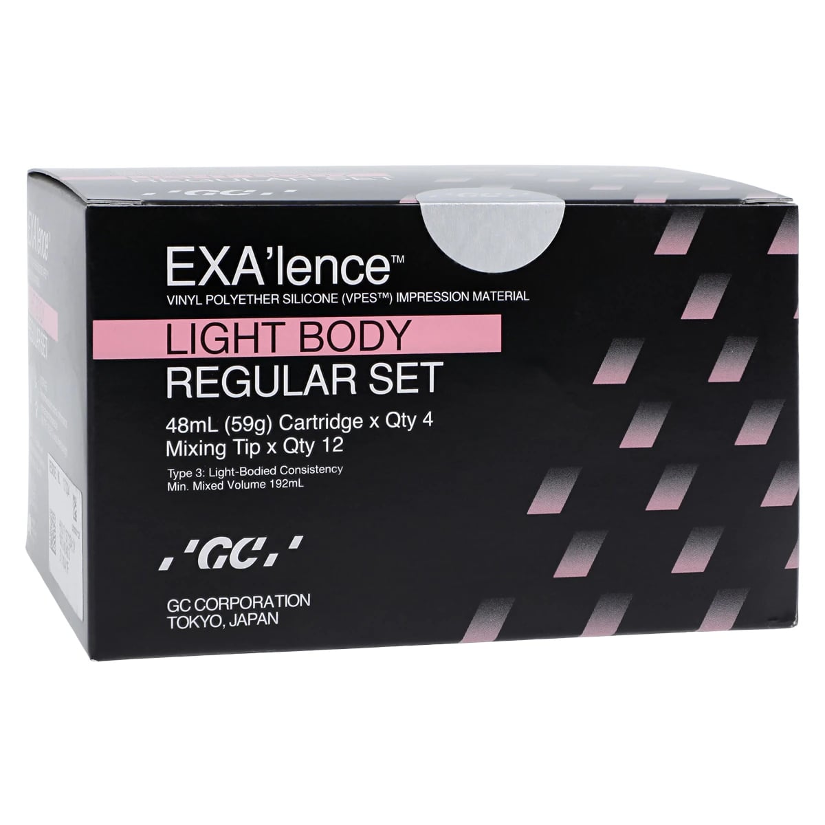 GC America EXA'lence VPES Impression Material Refill, Light Body, Regular Set, 48 mL Cartridges, Pink, 4/Pkg with 12 Mixing Tips, 137334