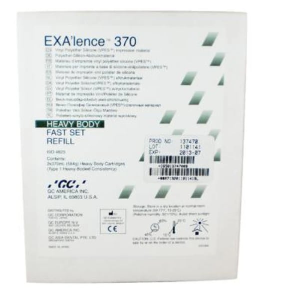 EXA'lence VPES Impression Material, Heavy Body, Fast Set, Refill Without Tips, 370 mL Cartridge, Hunter Green, 2/Pk, 137470