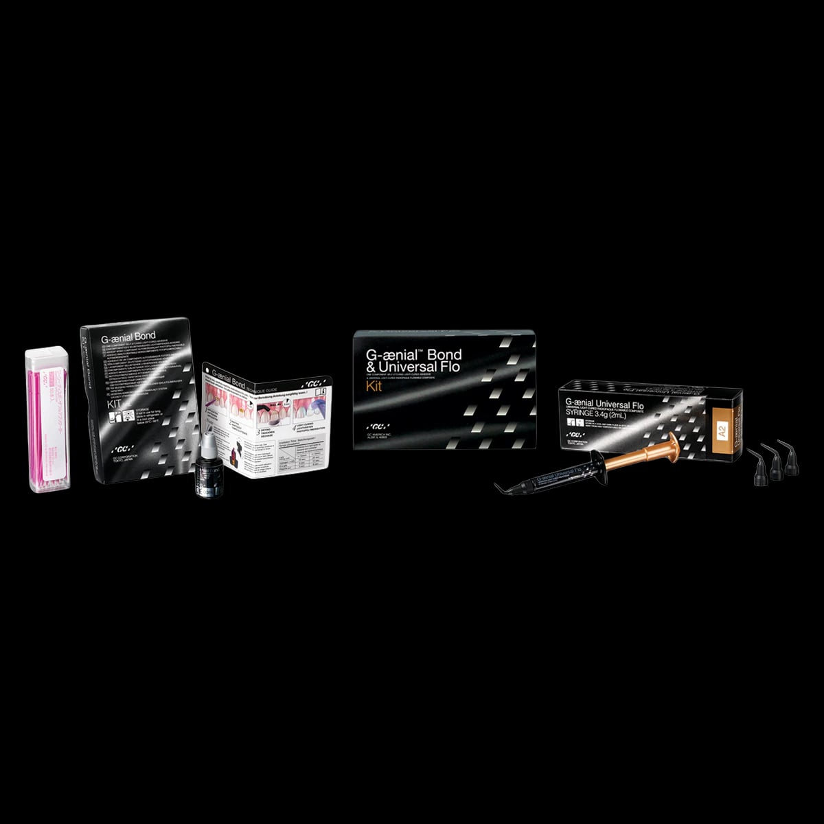 G-ænial Bond & Universal Flo Intro Kit, Self-Etch Light-Cure Bonding Agent with A2 Flowable Composite, 5 mL Bond, 3.4 g Syringe, 400222