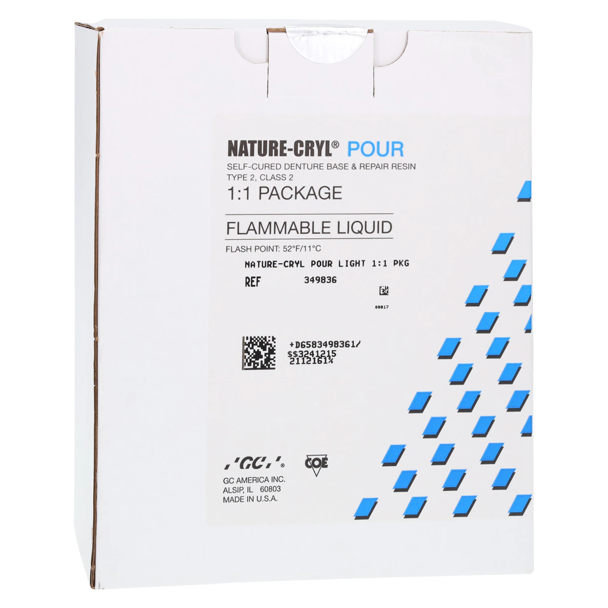 GC America Nature-Cryl Pour Light 1:1 Package, Self-Cure Pour-Type Denture Acrylic Resin, 1 lb Powder & 300 mL Liquid
