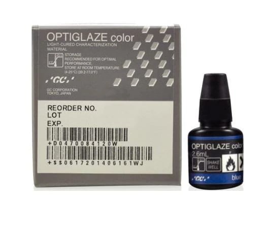 GC America OptiGlaze Color Blue, Light-Cured Nano-Filled Characterization Coating, 2.6 mL Bottle, #8420