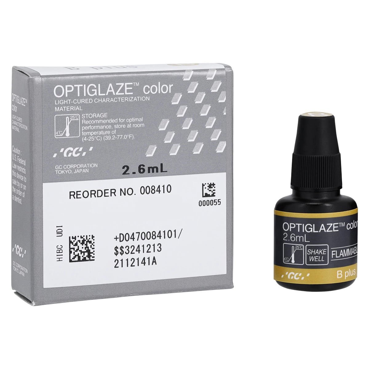 GC America OptiGlaze Color B Plus Light-Cured Nano-Filled Characterization Coating, 2.6 mL Bottle, #8410