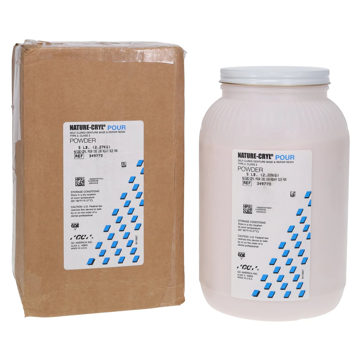 GC America Nature-Cryl Pour COE-LOR Heavy Denture Base & Repair Resin Powder, 5 lb
