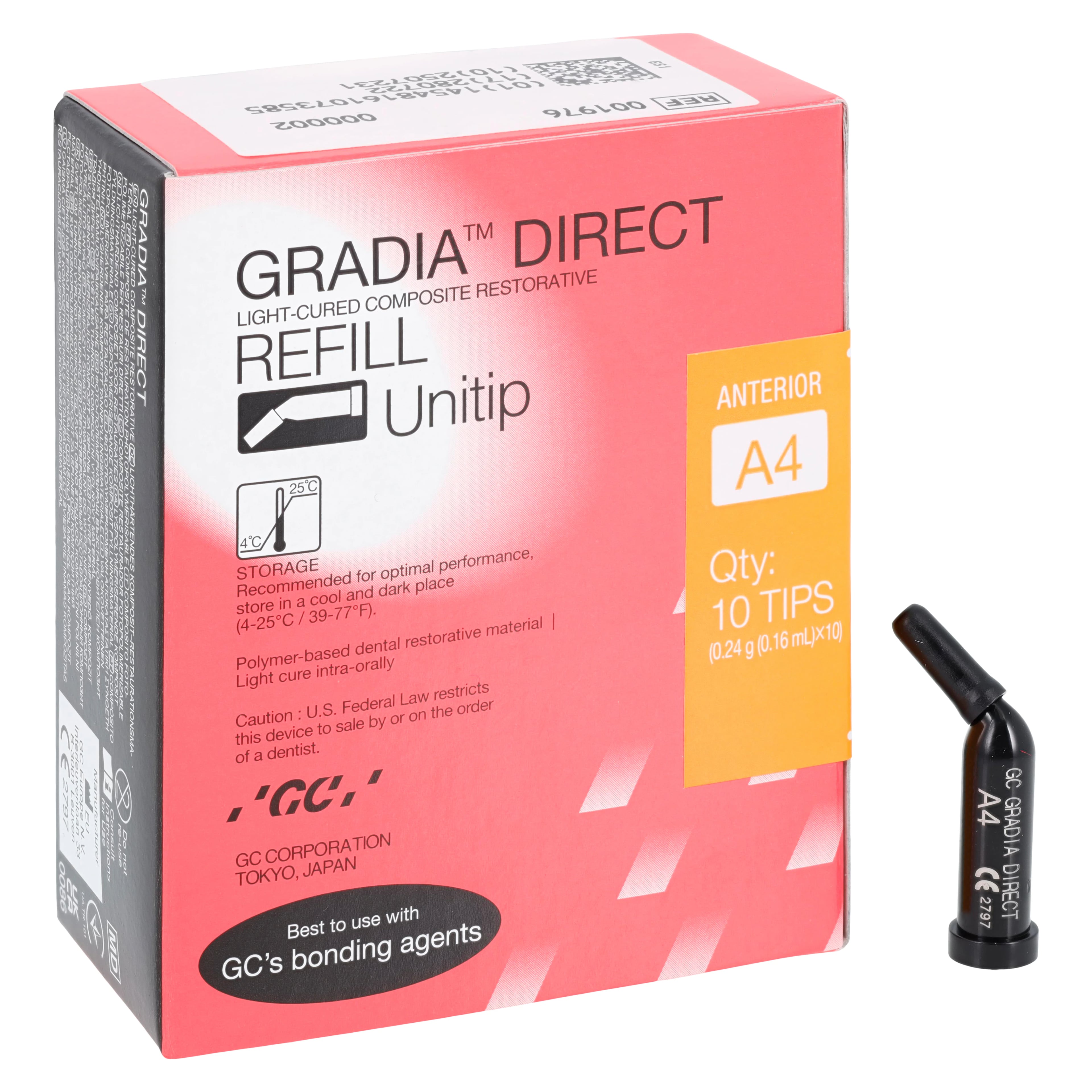 Gradia Direct Unitip Refill, A4, 0.16 ml, Microfilled Hybrid Composite, 10/Pk, 001976