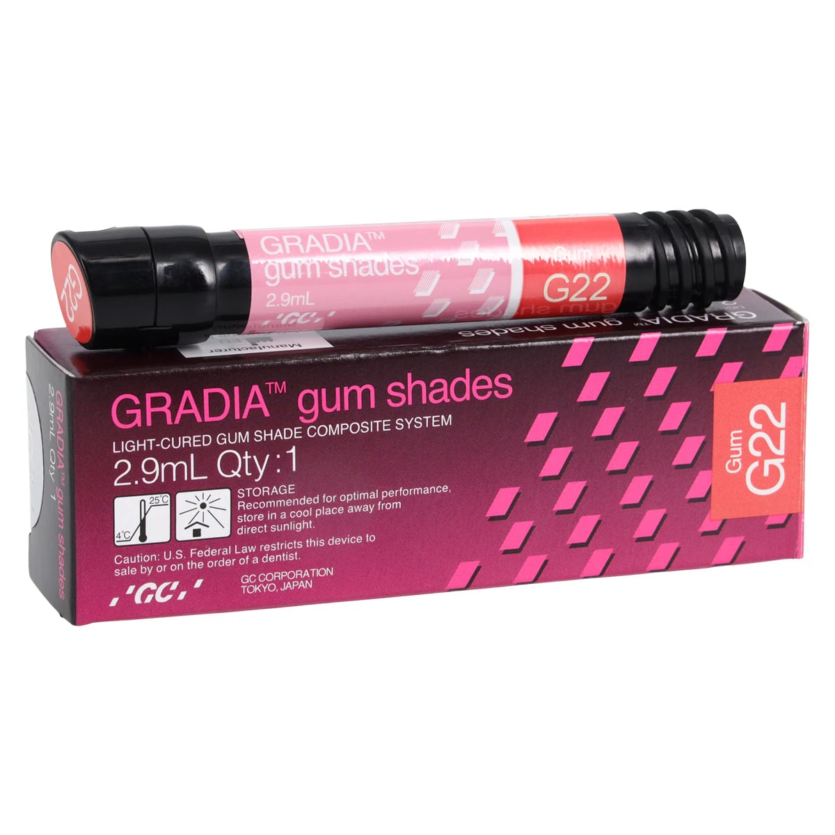 GC Gradia Gum Opaque G22 Light-Cure Indirect Restorative Composite, 2.9 mL Syringe, 001896