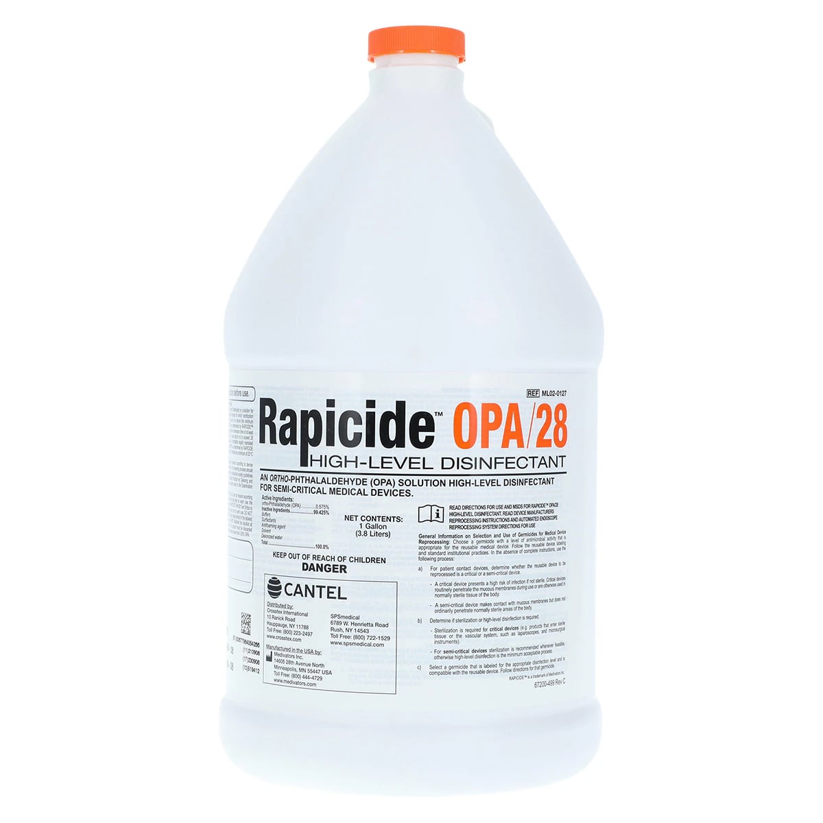 Rapicide OPA/28 High-Level Disinfectant, 0.575% Ortho-Phthalaldehyde, 1 Gallon Bottle, ML02-0127