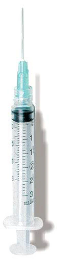 Exel Luer Lock Hypodermic Syringe with Needle, 3cc, 21G x 1-1/2", Green, Sterile, 100/Box