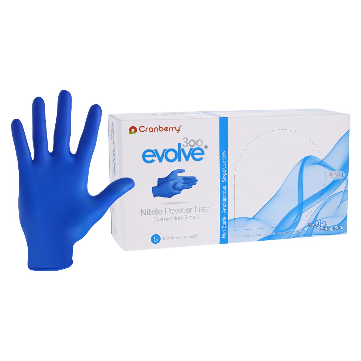 Cranberry Evolve 300 Nitrile Examination Gloves, Powder-Free, Non-Sterile, Small, Royal Blue, 300/Box, CR3306