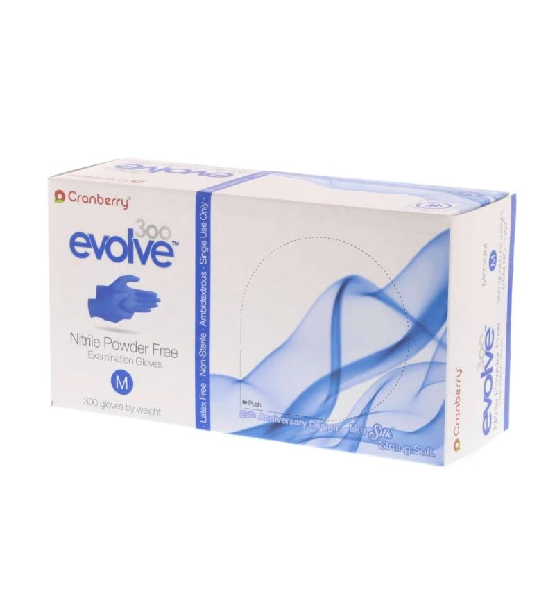 Cranberry Evolve 300 Nitrile Exam Gloves, Powder-Free, Non-Sterile, Medium, Royal Blue, 300/Box, CR3307